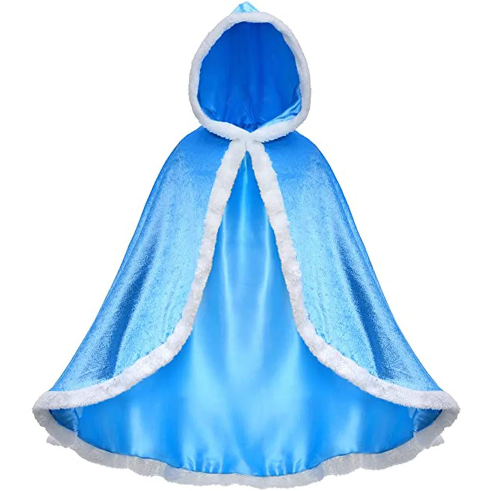 Princess Cloak with Hood Girls Cape Kid Toddler Costume Dress up for Halloween Christmas Carnival Cospaly