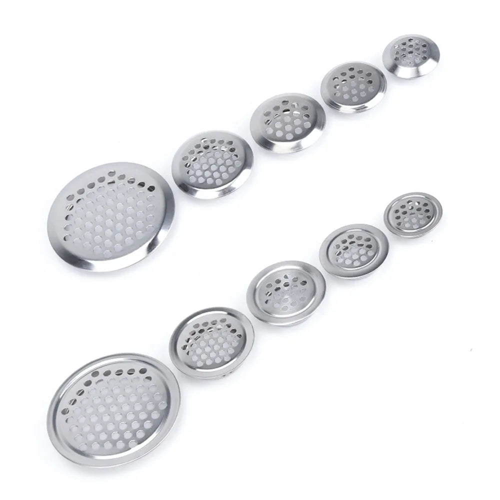 1/2/5/10pcs Stainless Steel Circle Air Vent Grille Cover Wardrobe Cabinet Mesh Hole Ventilation Plugs 19mm 25mm 35mm 53mm
