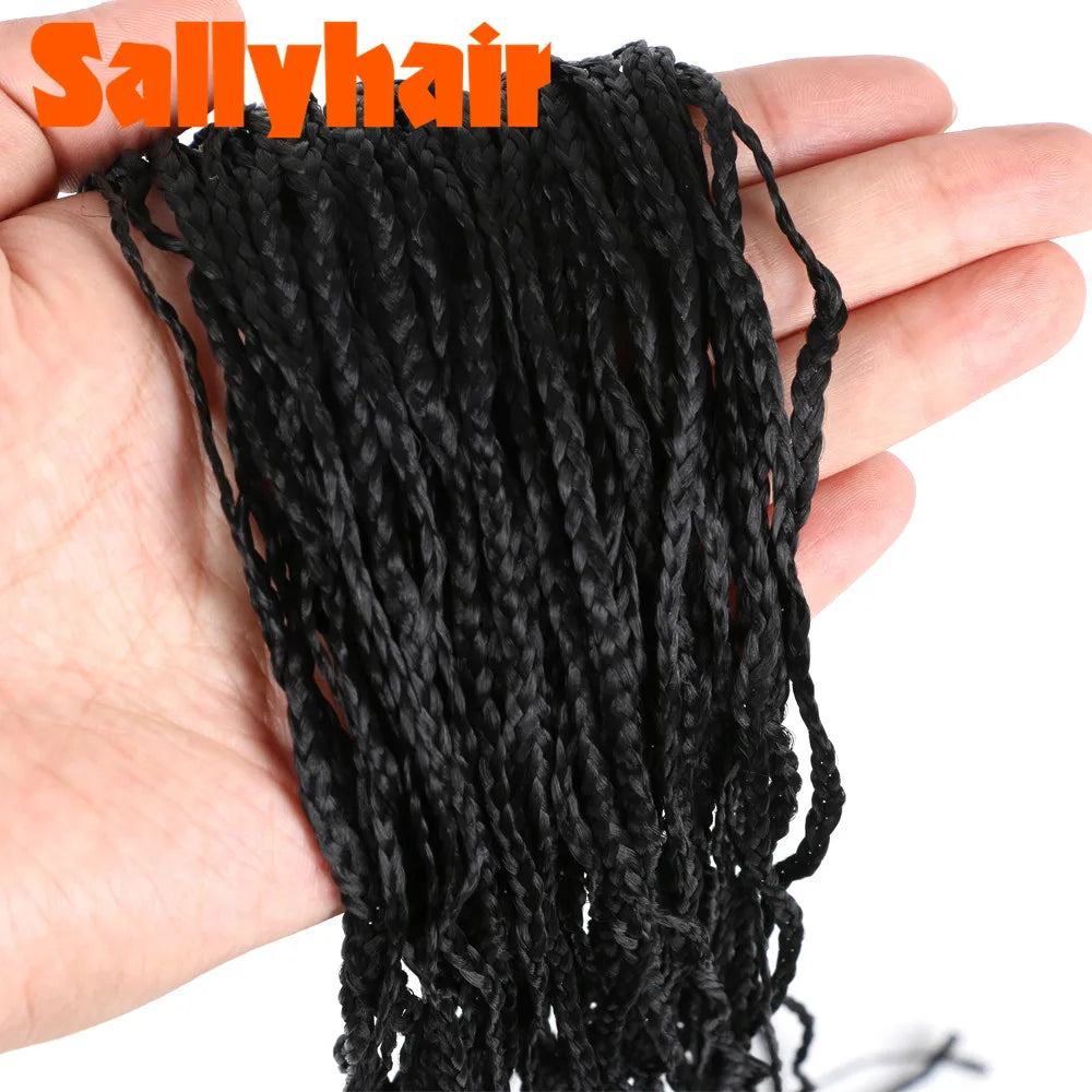 Sallyhair Synthetic Braids Thin Box Braids Crochet Braiding Hair Colorful Zizi Braids Extensions Grey Pink Black Brown Hair
