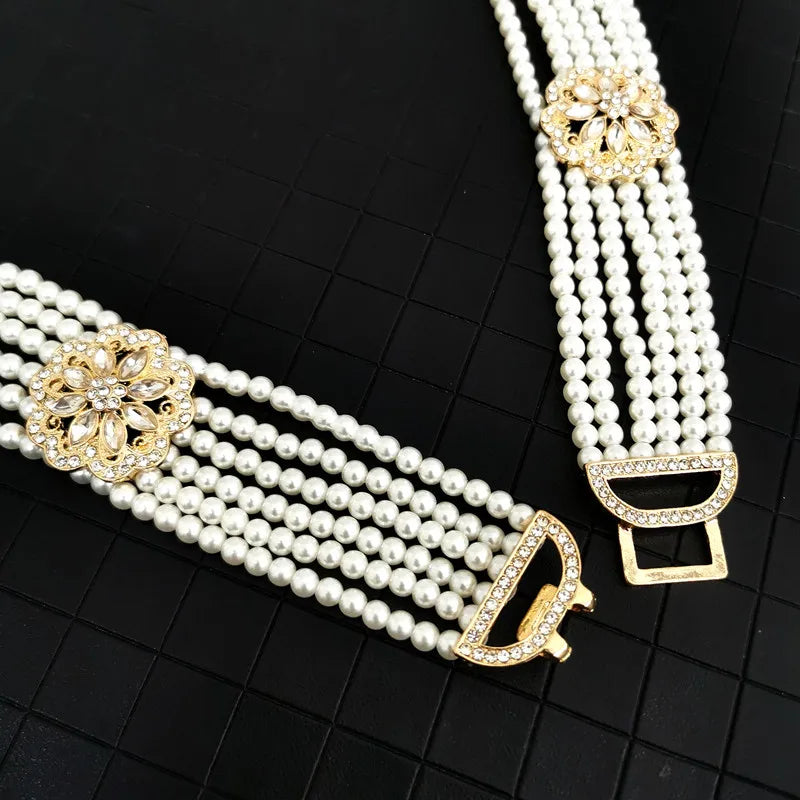 European fashion women's handmade beaded waist chain, adjustable length waist chain party wedding waist chain