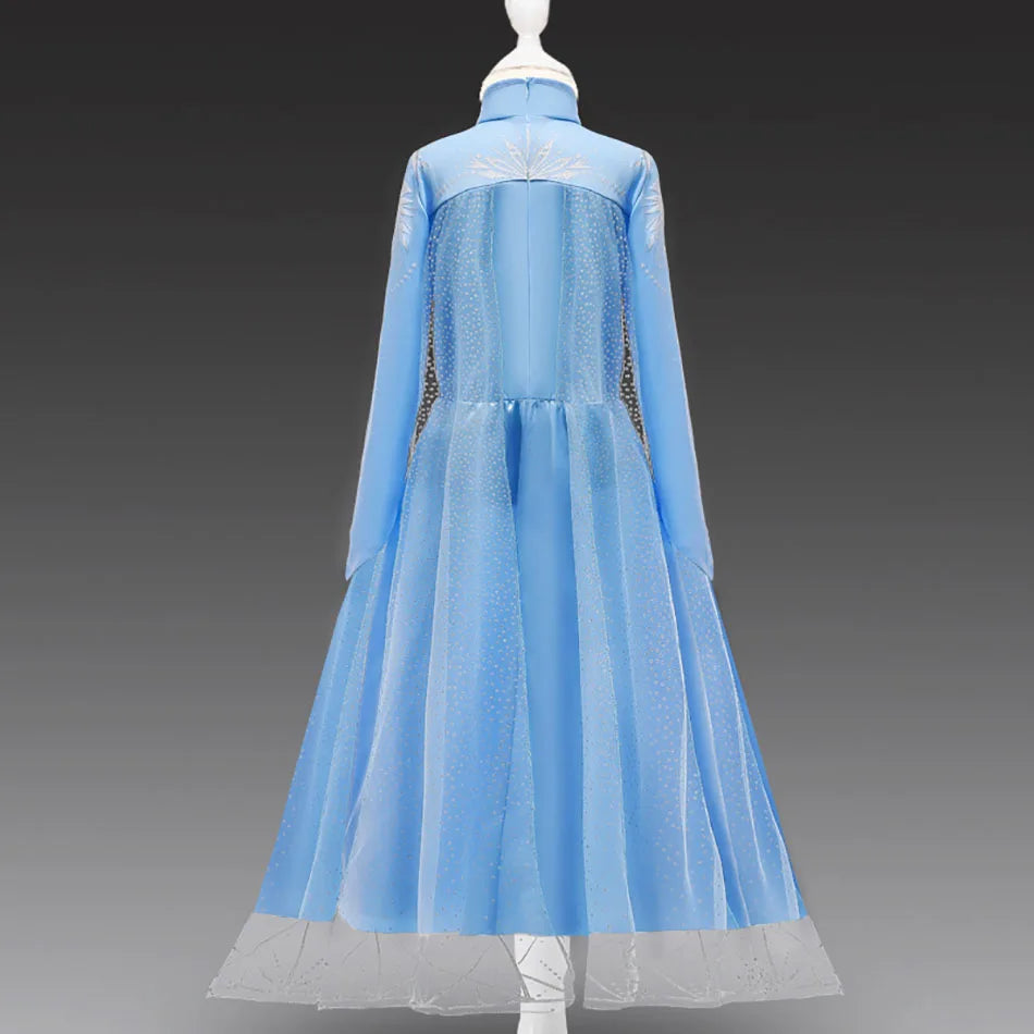 Elsa Anna 2 Dress Girls Princess Carnival Party Halloween Cosplay Costume Snow Queen Vestido Children Clothing For 2-12 Years