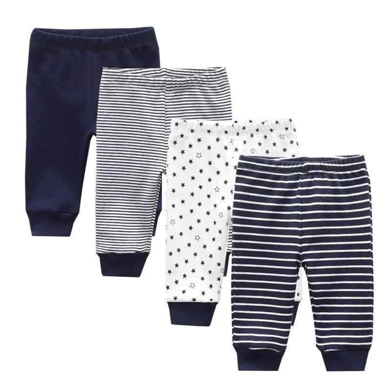 Solid Color 100%cotton Newborn Baby Pants 3/4Pieces Baby Girl Trousers 0-24M Soft Cartoon Print Baby Boy Pants Accessories