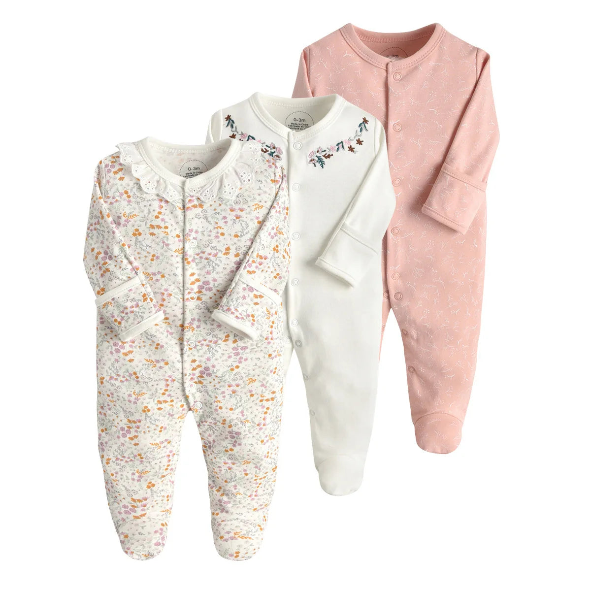 3Pcs Brand Newborn Baby Clothes Set Infant Boys Girls Romper Cotton Long Sleeve Pajamas Jumpsuit Toddler Outfits
