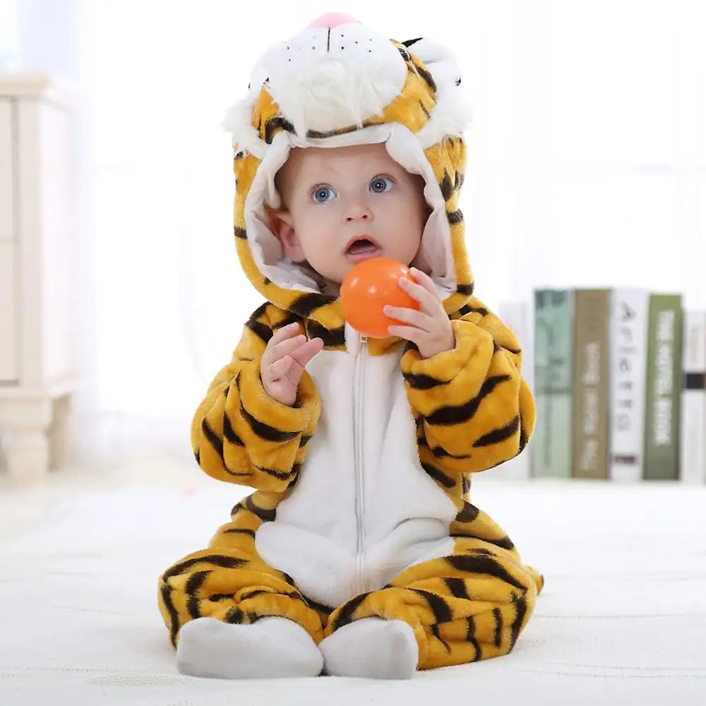 Baby Kigurumi Penguin Lion Cat Animal Cosplay Costume Winter Plush Jumpsuit for Toddler Boys 1 to 2 3 4 Years Baby Girl Outfits