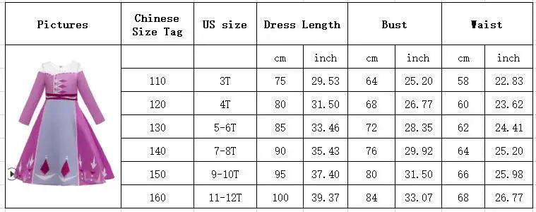 Elsa Anna 2 Dress Girls Princess Carnival Party Halloween Cosplay Costume Snow Queen Vestido Children Clothing For 2-12 Years