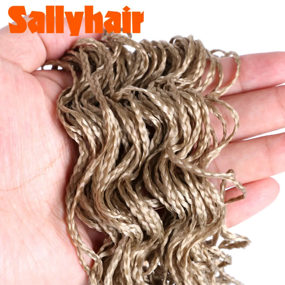 Sallyhair Synthetic Braids Thin Box Braids Crochet Braiding Hair Colorful Zizi Braids Extensions Grey Pink Black Brown Hair