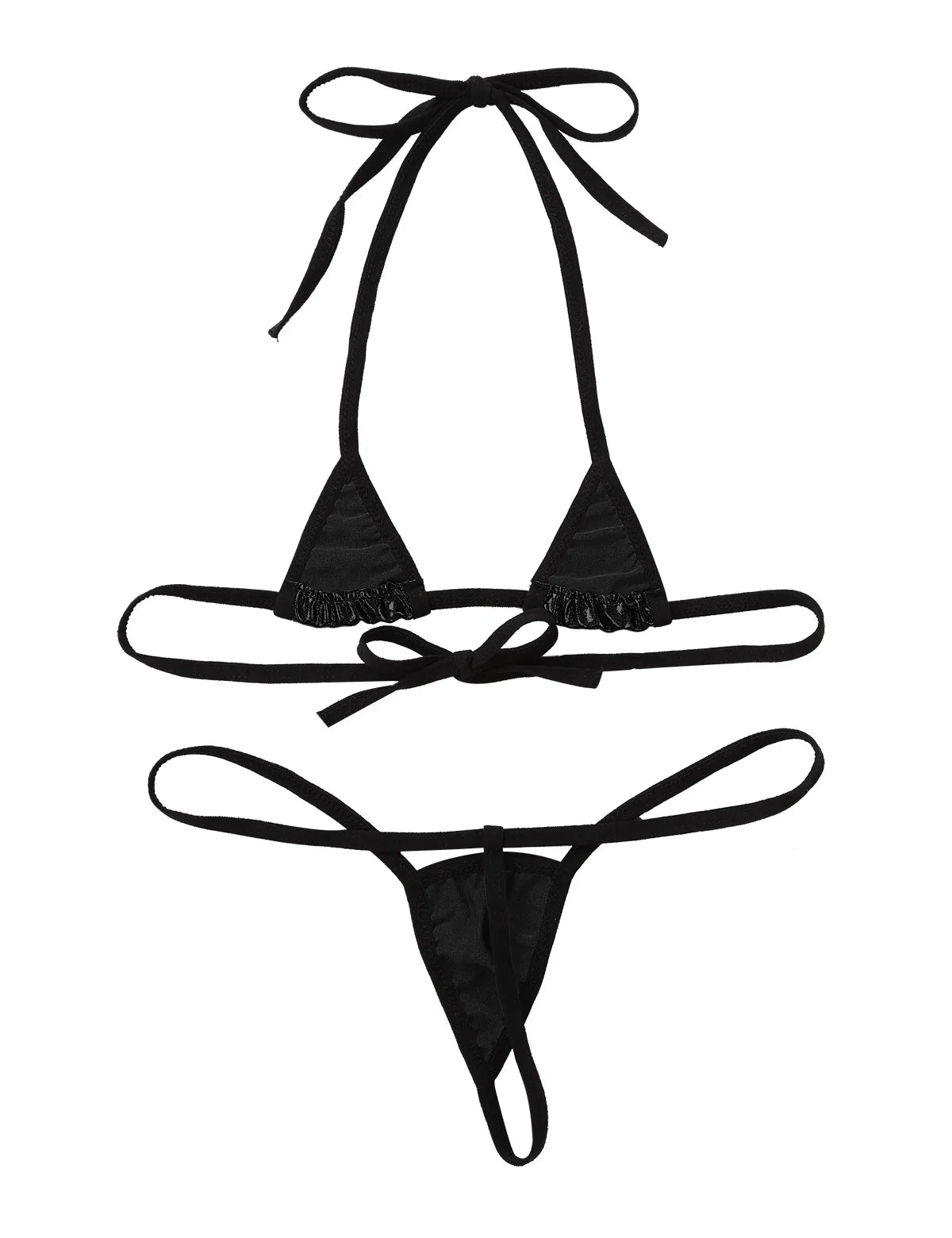 Womens Shiny Metallic Halterneck Bra Tops Micro Thong Bikini Set 2 Pieces Extreme Swimsuits Brazilian Swimwear Bathing Suits