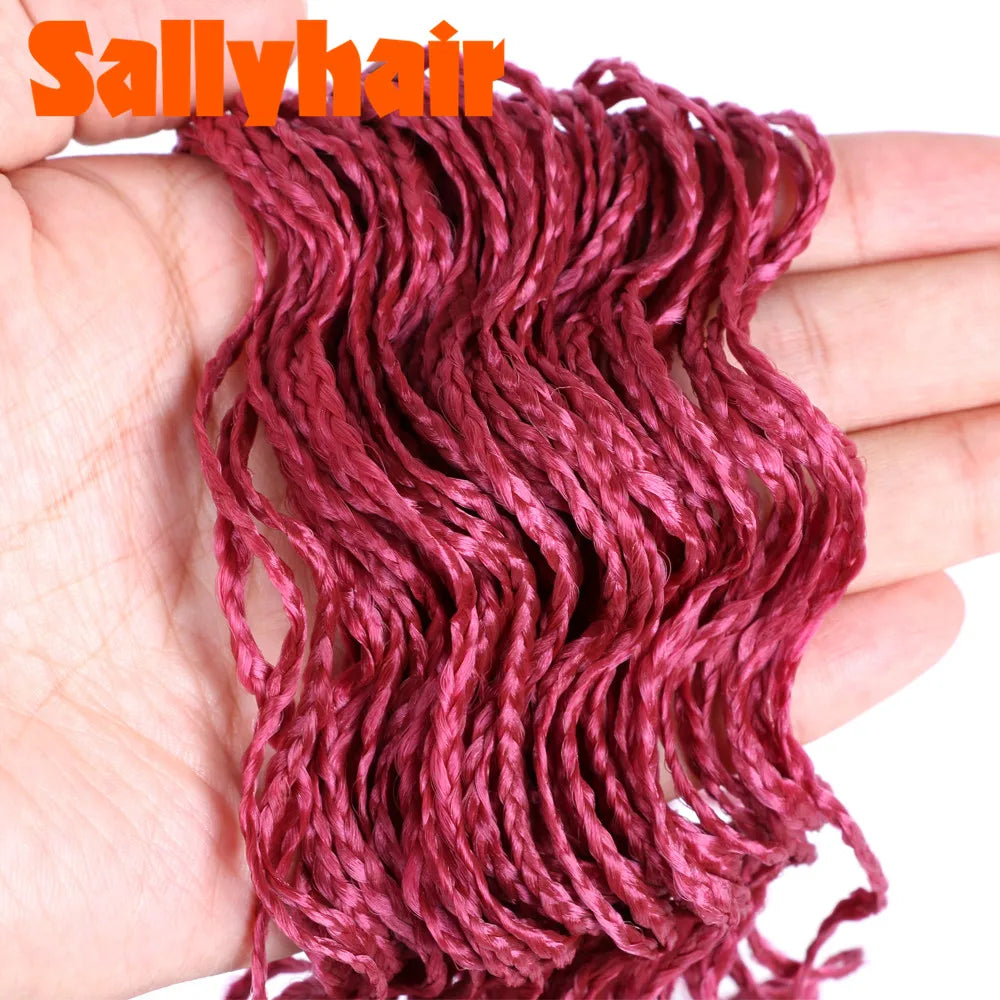 Sallyhair Synthetic Braids Thin Box Braids Crochet Braiding Hair Colorful Zizi Braids Extensions Grey Pink Black Brown Hair