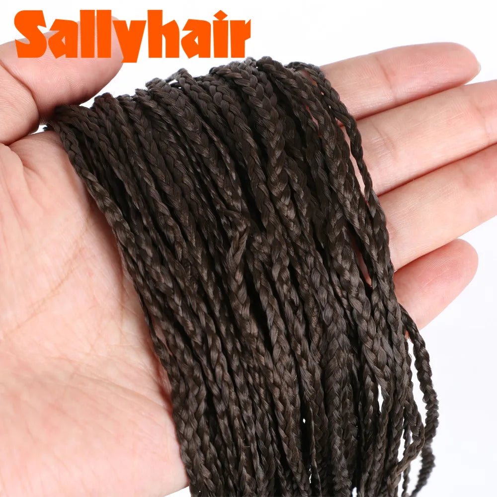 Sallyhair Synthetic Braids Thin Box Braids Crochet Braiding Hair Colorful Zizi Braids Extensions Grey Pink Black Brown Hair