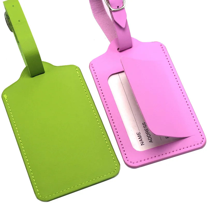 PU Leather Luggage Tag Women Men Travel Accessories Suitcase ID Address Name Holder Baggage Boarding Tag Portable Label