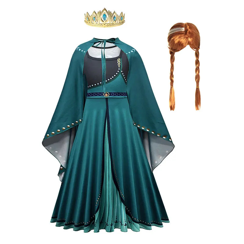 Elsa Anna 2 Dress Girls Princess Carnival Party Halloween Cosplay Costume Snow Queen Vestido Children Clothing For 2-12 Years
