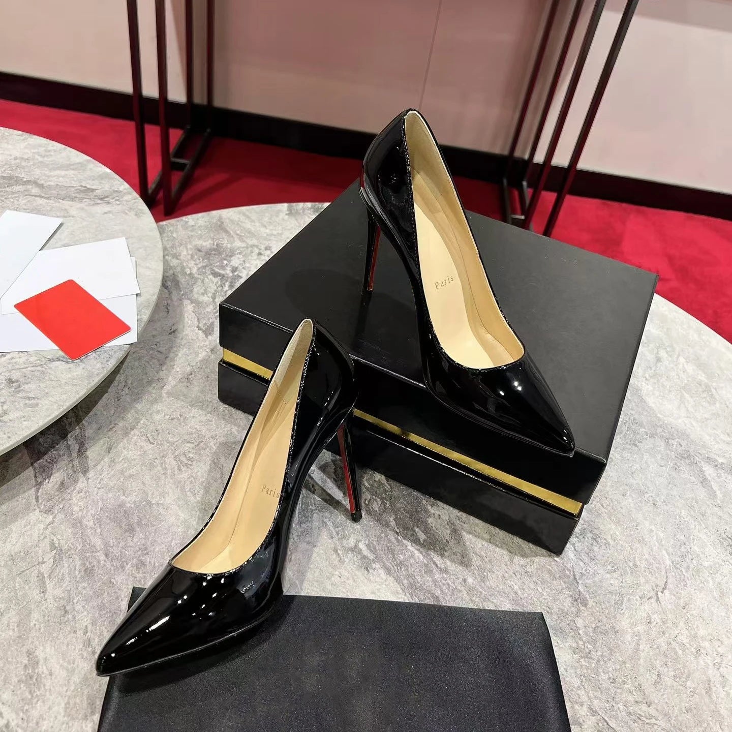 High Quality Designer Pigalle Classic Black Red Sole KATE Elegant Summer Bridal Shoes Mary Jane Pumps Breathable Genuine Leather