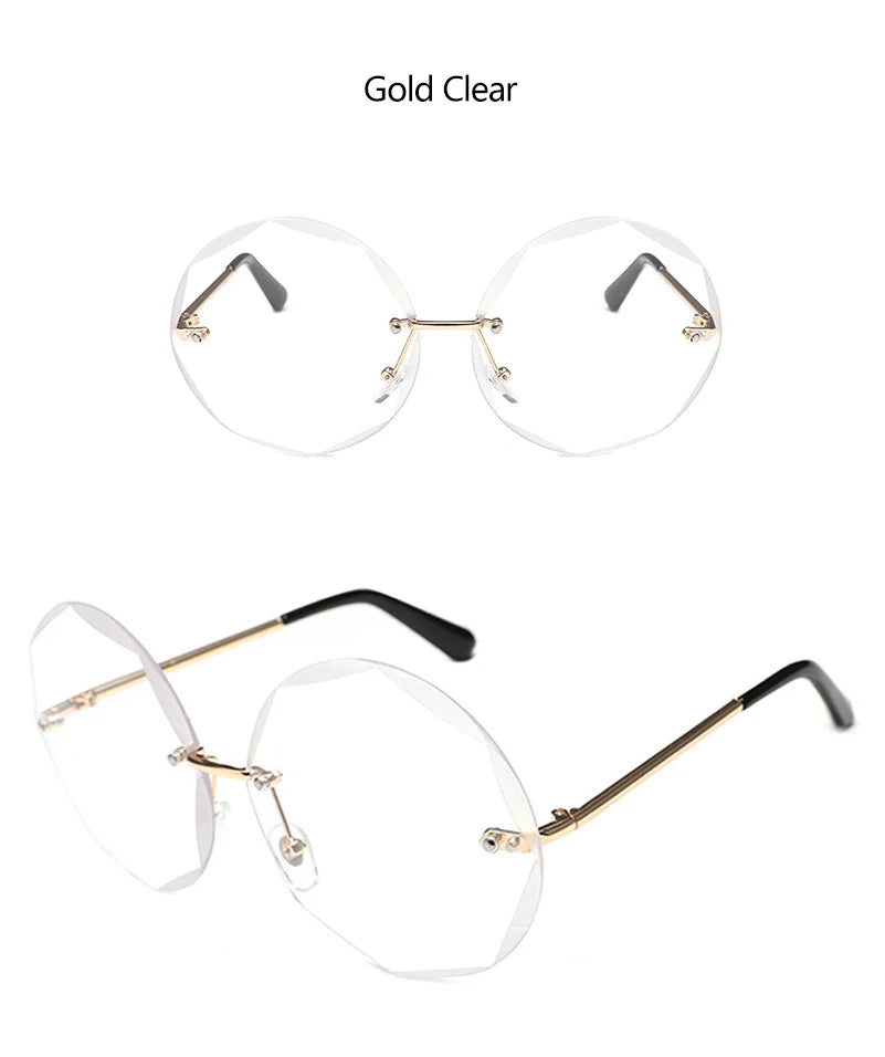 Round Rimless Sunglasses Women Men Vintage Oversized Gradient Sun Glasses Ladies Luxury Shades Female Stylish Eyewear Oculos