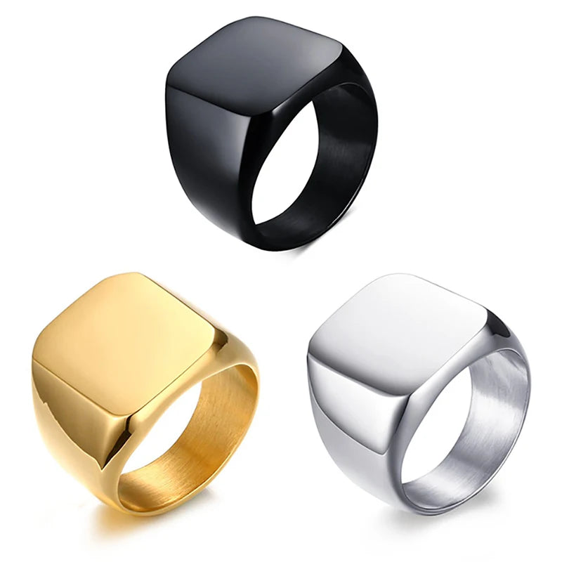 2025 Fashion Jewelry Square Rings for Men Accessories Anniversary Wedding Party Gift Trendy Geometric Men Rings