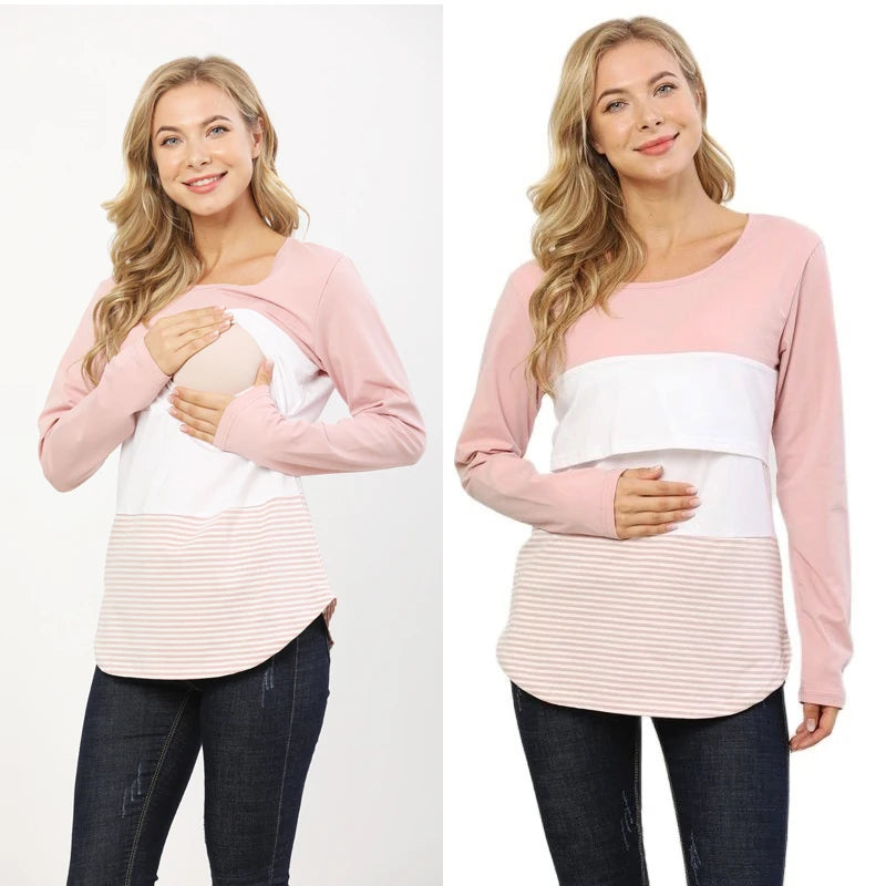 Pregnancy Maternity Clothes Autumn Long Sleeve Breastfeeding Tops For Pregnant Women Nursing Top Maternity T-shirt Freeshipping