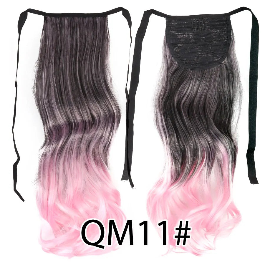 Synthetic Ponytail Long Straight Wrap Around Ponytail Hair Extension Heat-Reistant Fiber Pony Tail Fake Hairpieces For Women