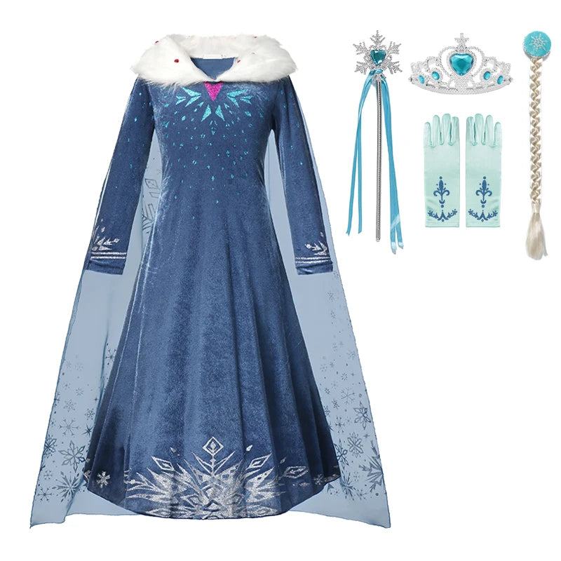 Elsa Anna 2 Dress Girls Princess Carnival Party Halloween Cosplay Costume Snow Queen Vestido Children Clothing For 2-12 Years