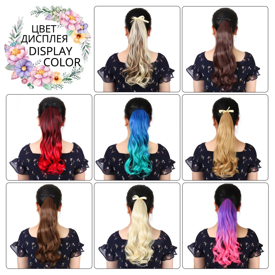 Synthetic Ponytail Long Straight Wrap Around Ponytail Hair Extension Heat-Reistant Fiber Pony Tail Fake Hairpieces For Women