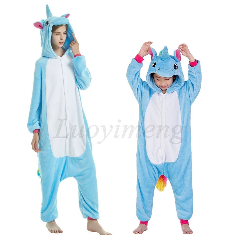 New Animal Unicorn Pajamas Adults Winter Sleepwear Kigurumi Wolf Panda Unicornio Pyjamas Women Onesie Anime Costumes Jumpsuit