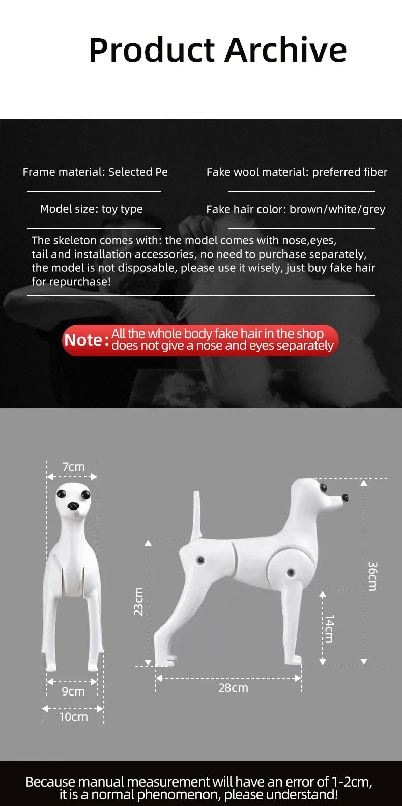 Pet Simulation Hair Beauty Practice Dog Standard Teddy Whole Body Fake Hair Only Pet Grooming Trimming Practice with Model Dog