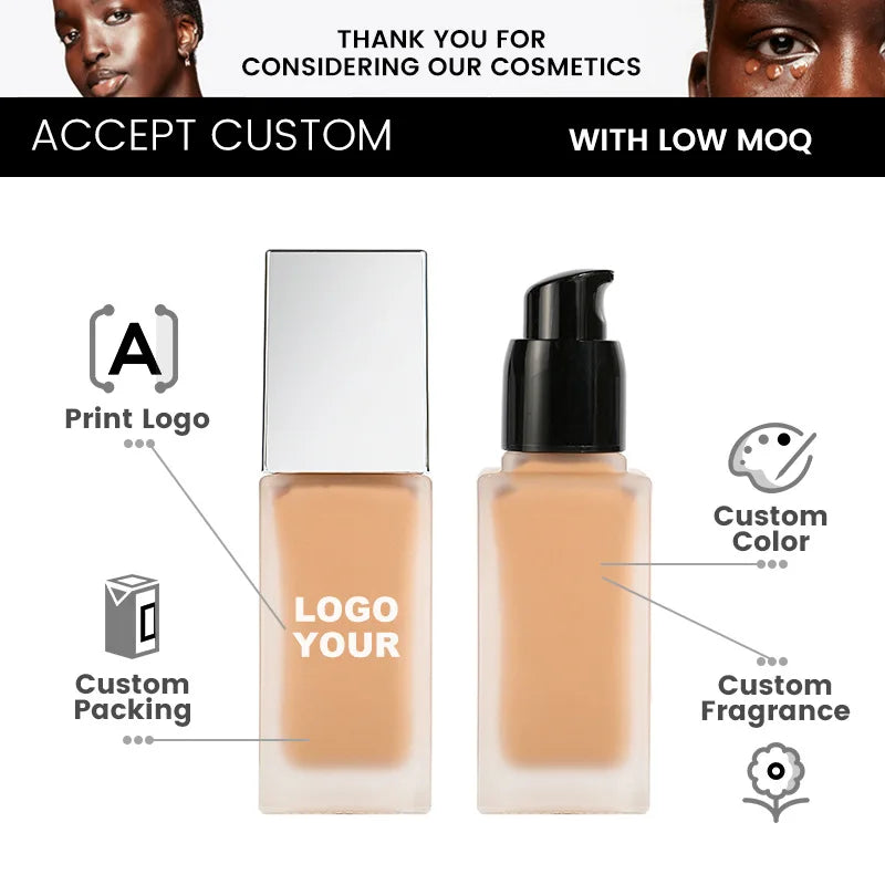 Manufacture OEM High Quality Foundation Liquid Full Cover Long Lasting Private Label Matte Waterproof Makeup Foundation