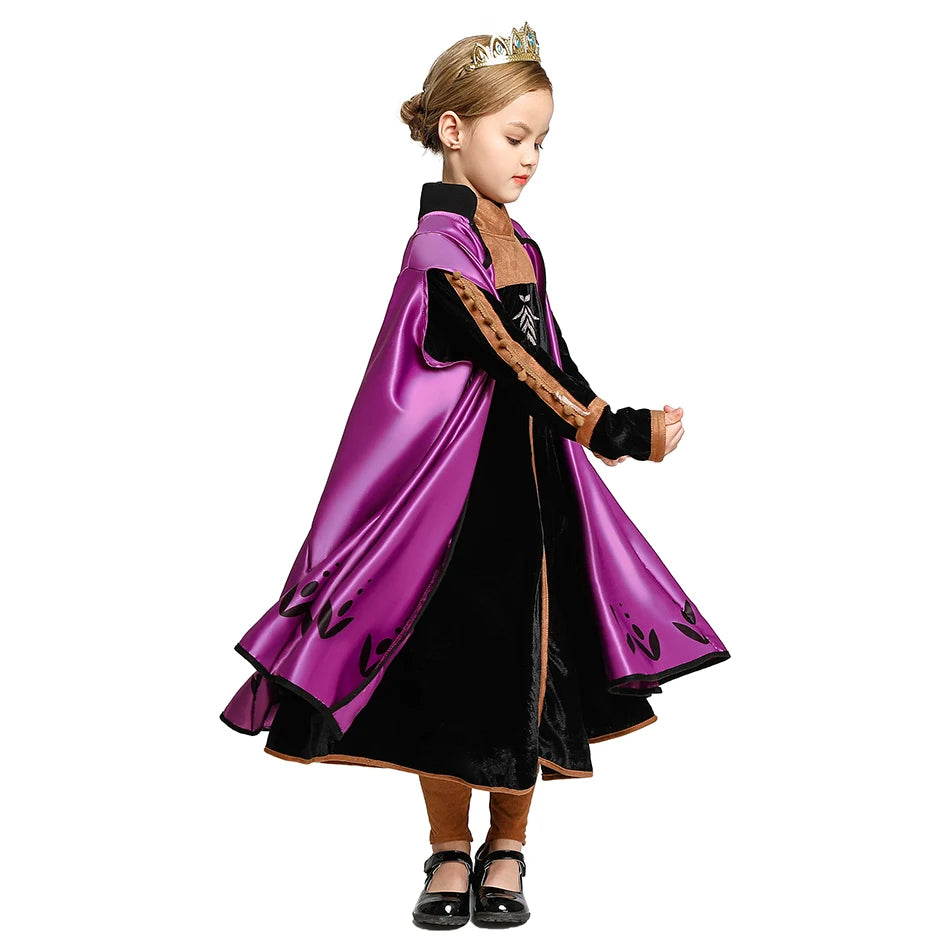 Elsa Anna 2 Dress Girls Princess Carnival Party Halloween Cosplay Costume Snow Queen Vestido Children Clothing For 2-12 Years