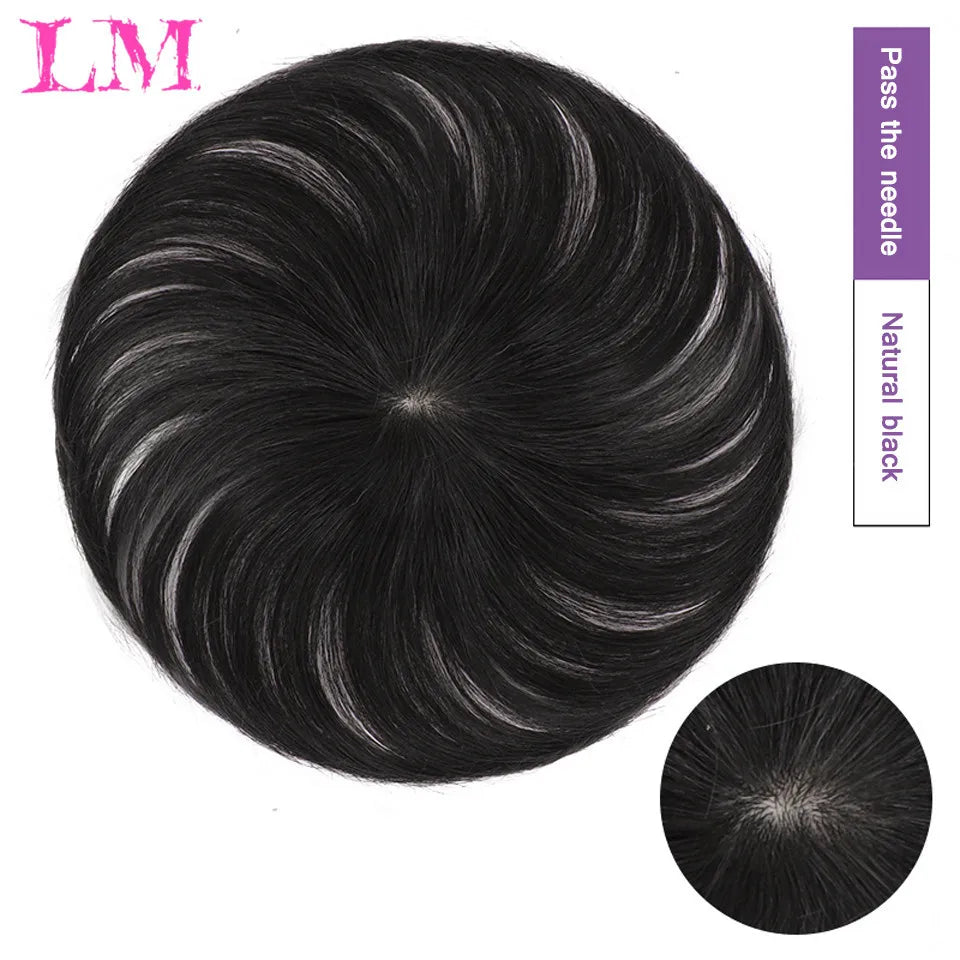 LM Hair Bangs for Mens Clips in Real Hair Bang Cover High Forehead 100% Human Hair Bangs Fringe Extension for Volume