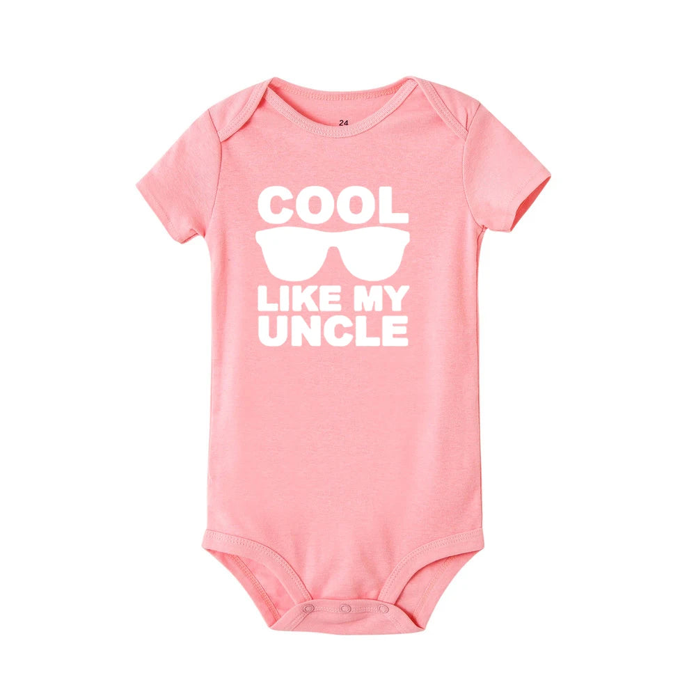 Cool Like My Uncle Newborn Baby Short Sleeve Romper Toddler Girl Boy Summer Clothes Ropa Outfit Infant Girl Clothes Best Present