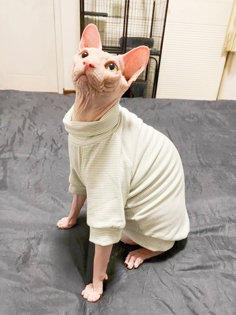 Cotton Sphinx Cat Dog Clothes For Small Puppy Hairless Cat Sweatshirt Clothing Stripe Pet Costume Kittens Jumpsuit Autumn Winter