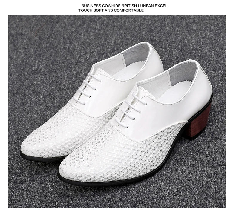Man Dress High Heel Shoes Handmade Italian Style Party Wedding Men Shoes High Quality Leather Business Formal Elevator Shoes Men