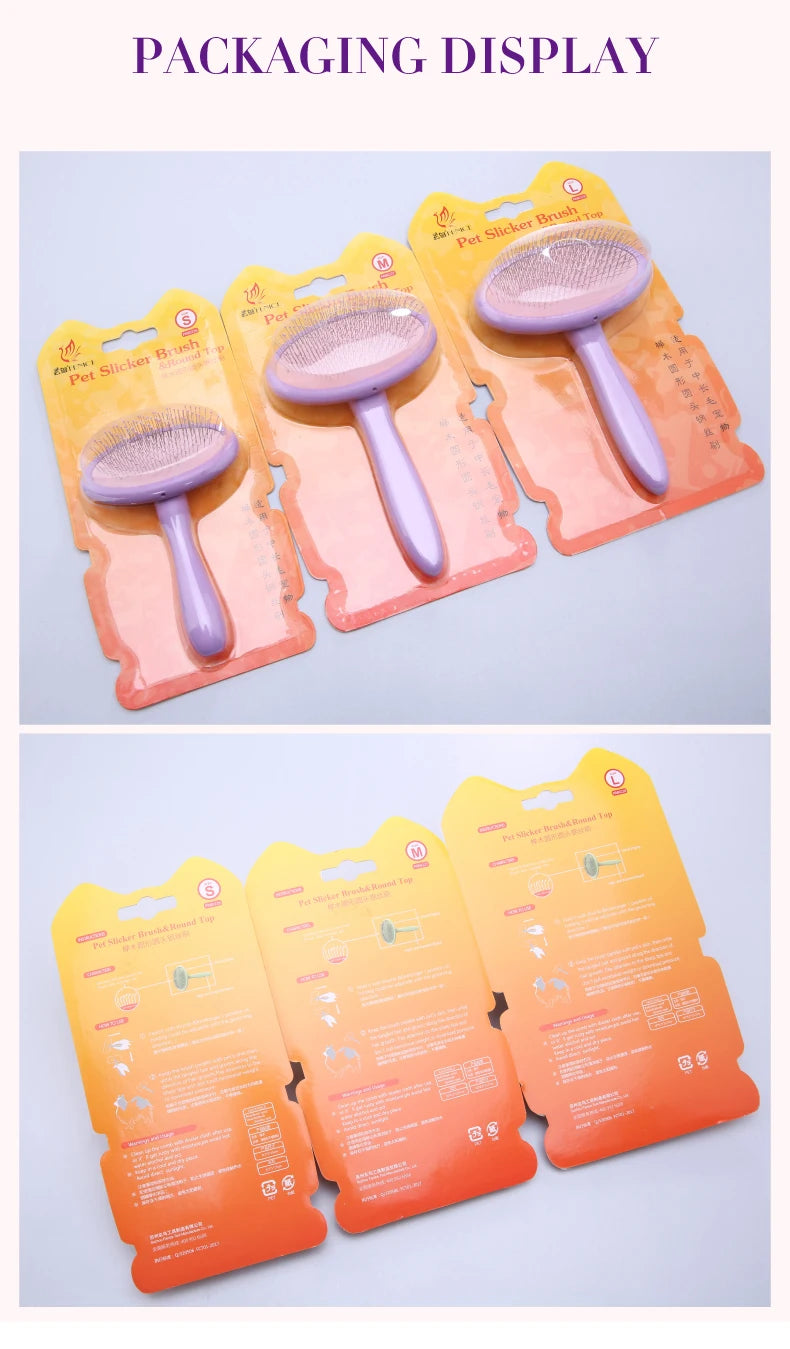 Fenice Pet Hair Brush Massage Handle Comb for Dog Cat Grooming Pet Hair Cleaning Tool