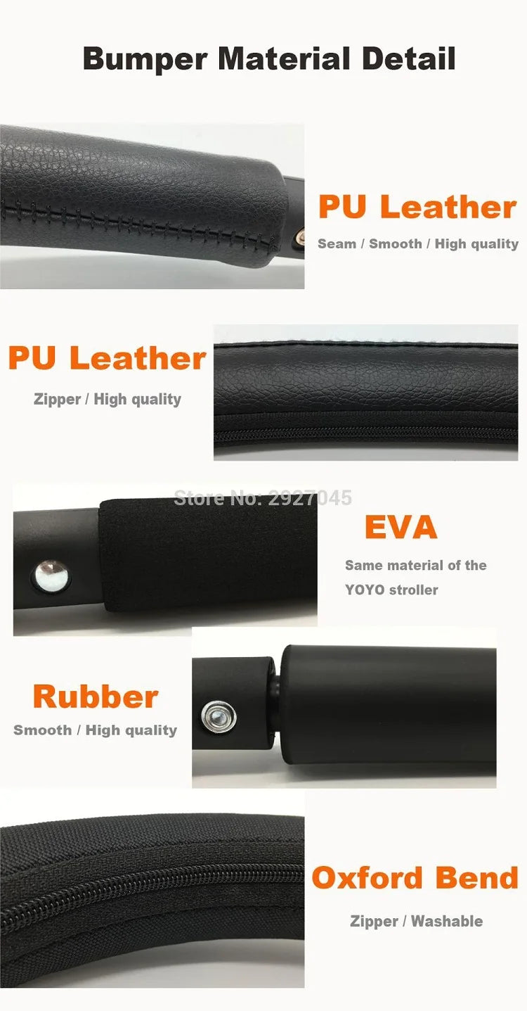 MomTan® Baby Stroller Accessories Armrest PU Leather Bumper Bar Handrail Extend Footboard Compatible with Babyzen YOYO 2  YOYO 3