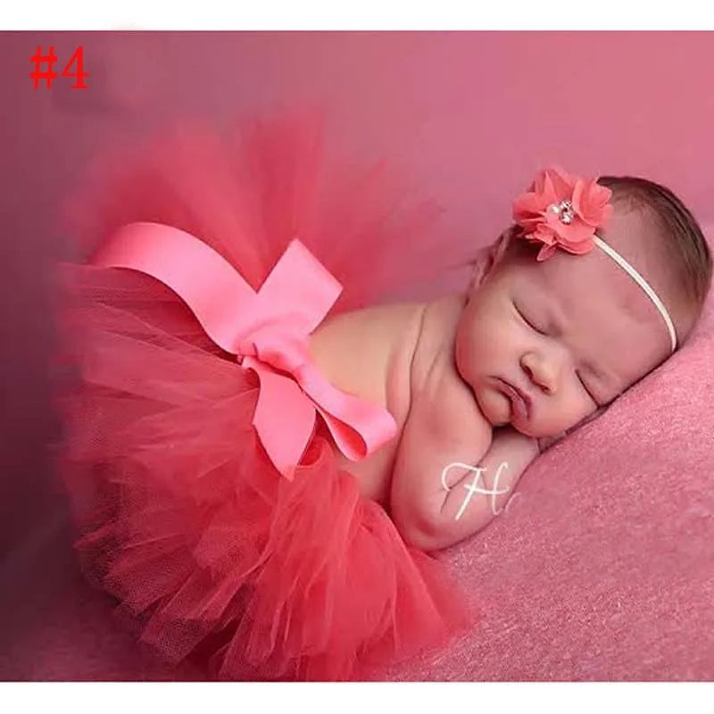 Pale Pink Baby Tutu Skirt and Headband Set Newborn Photography props Infant Cake Smash Tutus Outfit Shower Gift