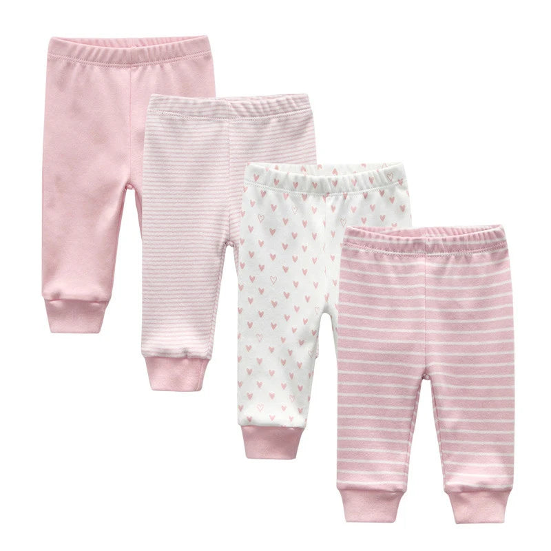 Newborn Solid 3/4PCS Baby Pants 100%Cotton Cartoon Soft Accessories Baby Boy Trousers Pants 0-24M Baby Girl Pants Four Seasons