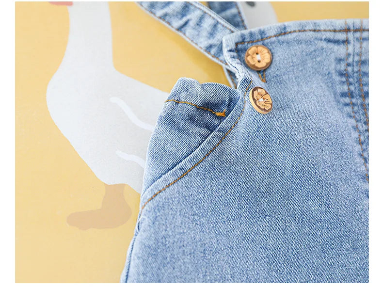 Spring newborn baby girls clothes outfit set floral shirt denim overalls suit for baby girl clothing 1 year infant birthday sets