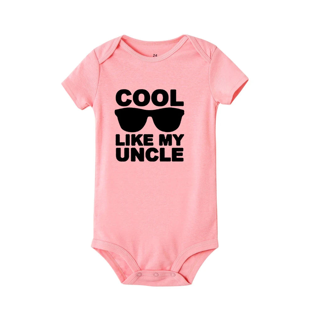 Cool Like My Uncle Newborn Baby Short Sleeve Romper Toddler Girl Boy Summer Clothes Ropa Outfit Infant Girl Clothes Best Present