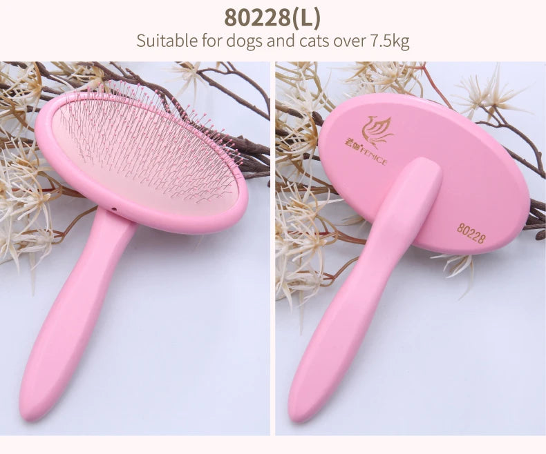 Fenice Pet Hair Brush Massage Handle Comb for Dog Cat Grooming Pet Hair Cleaning Tool