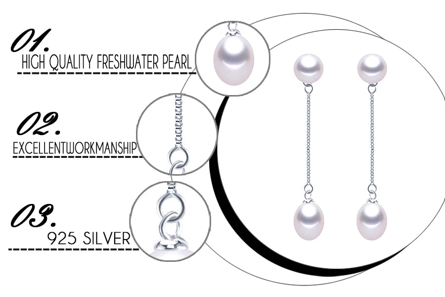 HENGSHENG New Simple 925 Sterling Silver Drop Dangle Earrings Double Natural Freshwater Pearls Fashion Jewelry For Wedding Women