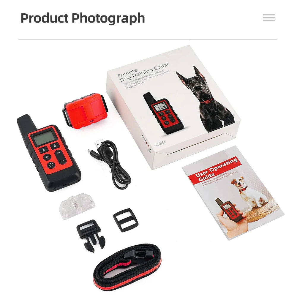 New 500m Waterproof Dog Training Collar Pet Remote Control Rechargeable Shock sound Vibration Dog Collar Remote Controller