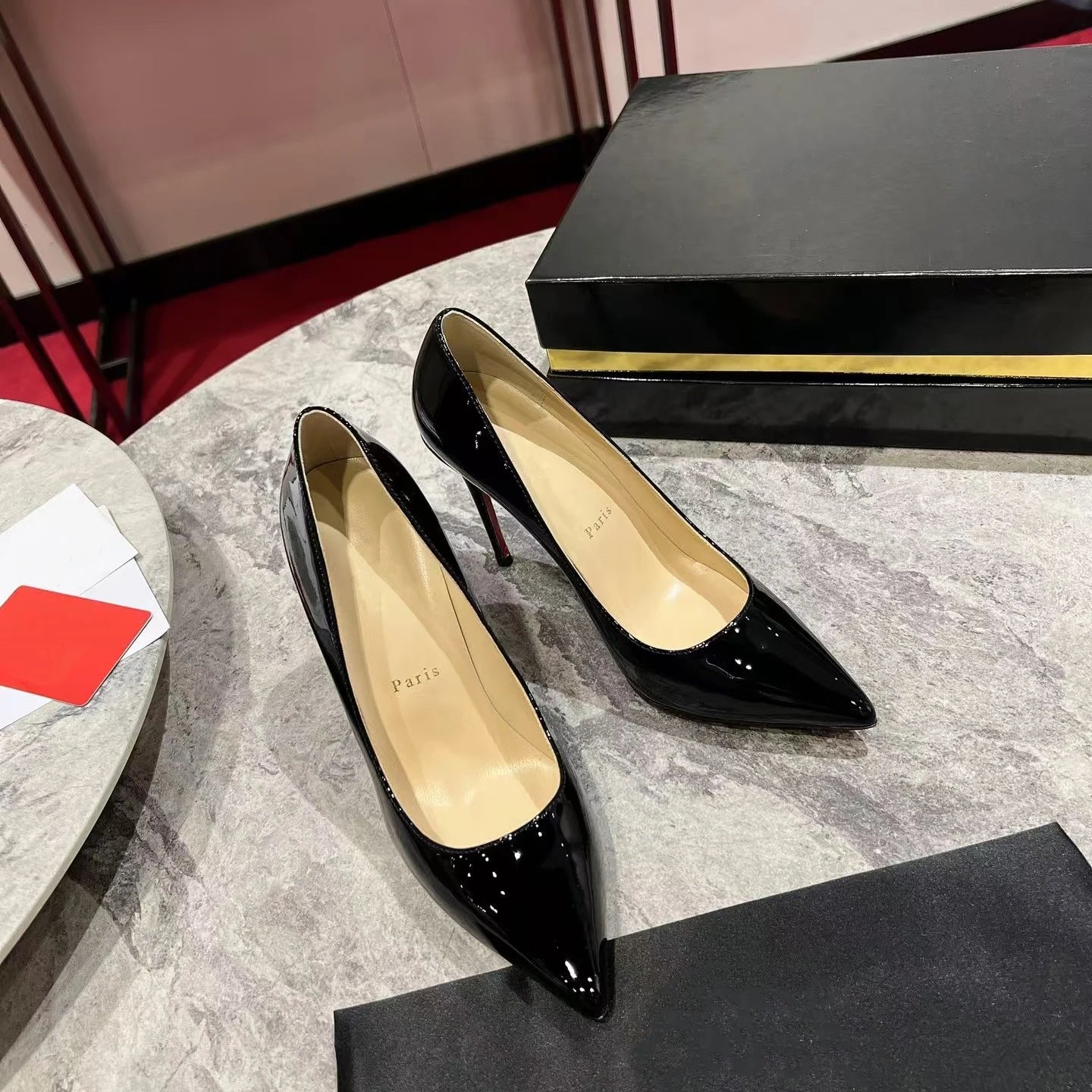 High Quality Designer Pigalle Classic Black Red Sole KATE Elegant Summer Bridal Shoes Mary Jane Pumps Breathable Genuine Leather
