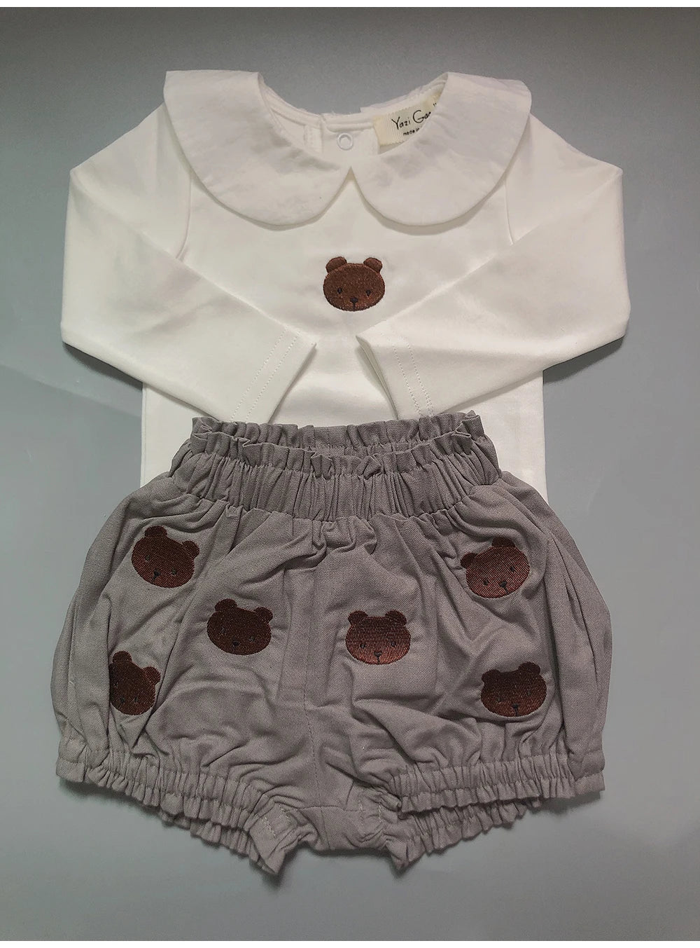 Summer Baby Set Long-sleeved Romper Top Shorts Pure Handmade Embroidered Cartoon Animals High-quality Fabric Physical Texture
