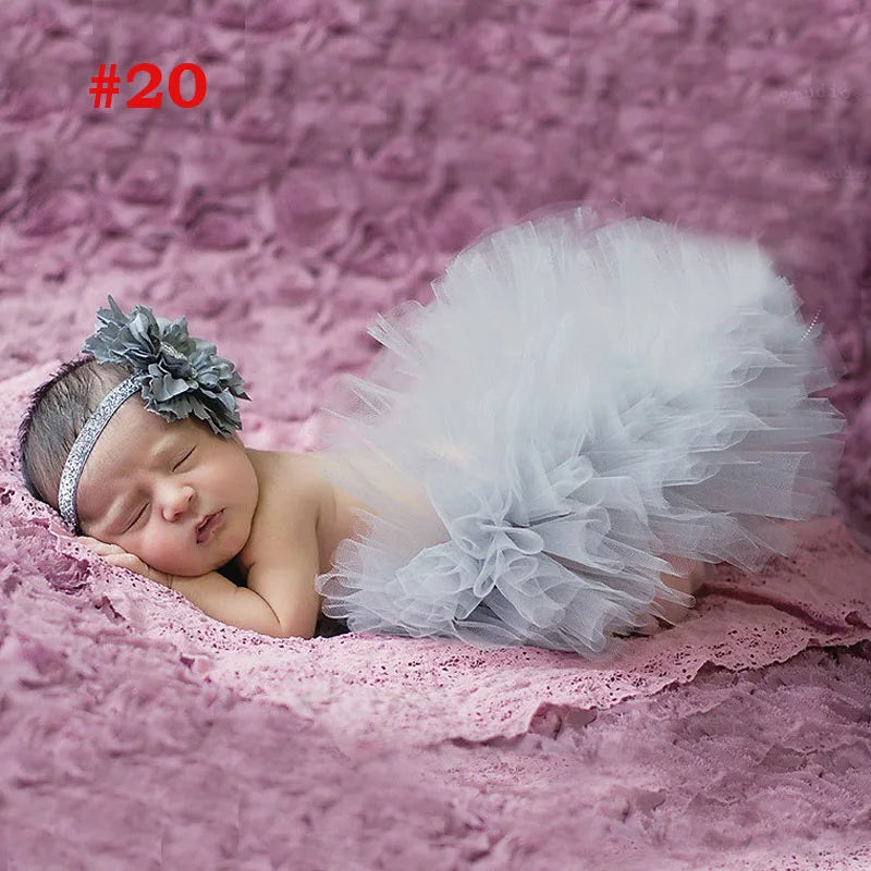 Pale Pink Baby Tutu Skirt and Headband Set Newborn Photography props Infant Cake Smash Tutus Outfit Shower Gift