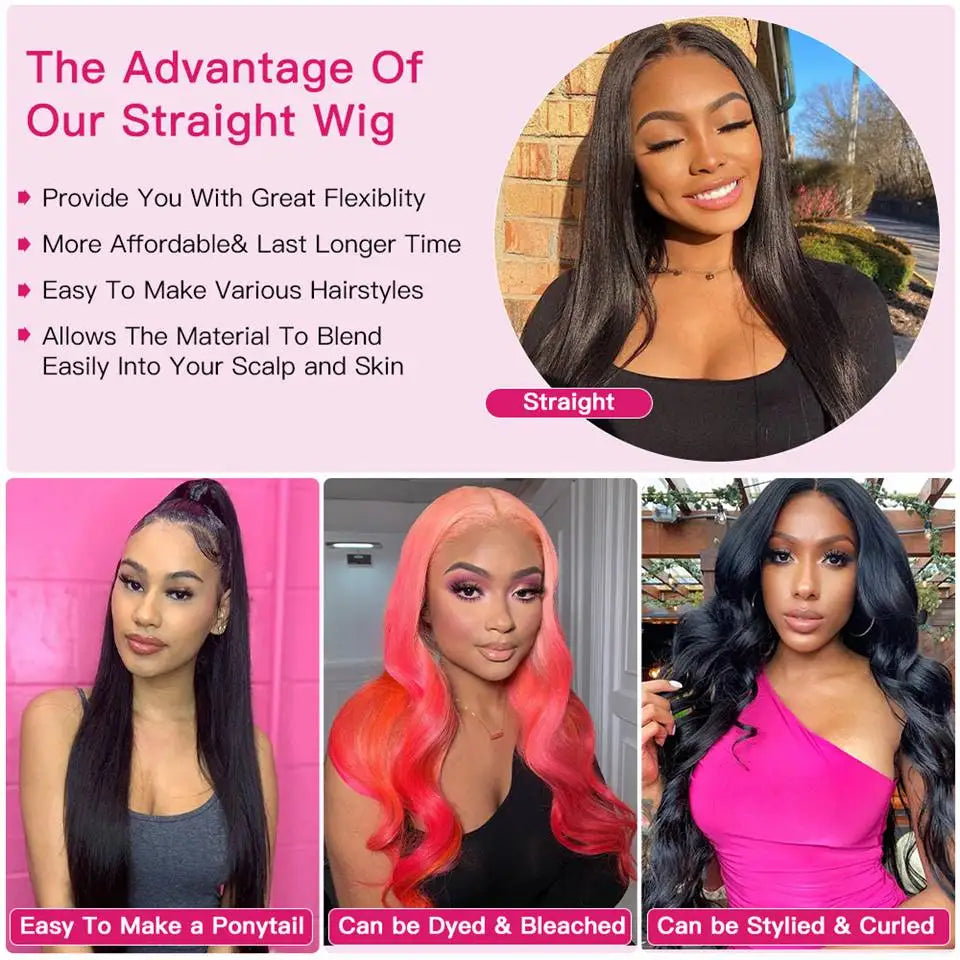 30 Inch Full Lace Human Hair Wig Long Straight Lace Front Wigs 13x6 13x4 Lace Frontal Pre Plucked for Women Hair Extensions