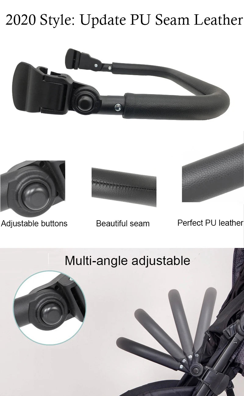 MomTan® Baby Stroller Accessories Armrest PU Leather Bumper Bar Handrail Extend Footboard Compatible with Babyzen YOYO 2 YOYO 3