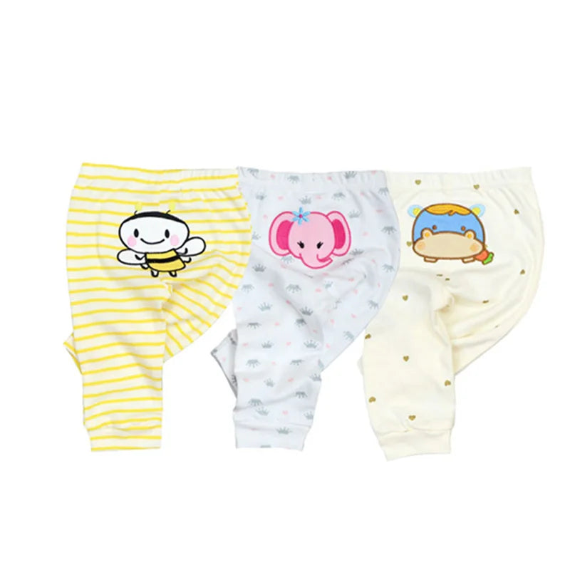 Newborn Solid 3/4PCS Baby Pants 100%Cotton Cartoon Soft Accessories Baby Boy Trousers Pants 0-24M Baby Girl Pants Four Seasons