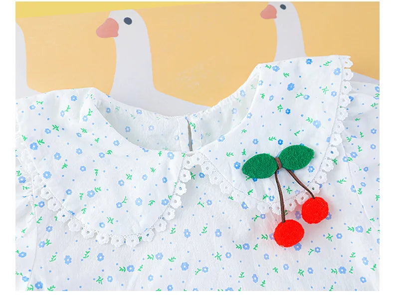 Spring newborn baby girls clothes outfit set floral shirt denim overalls suit for baby girl clothing 1 year infant birthday sets