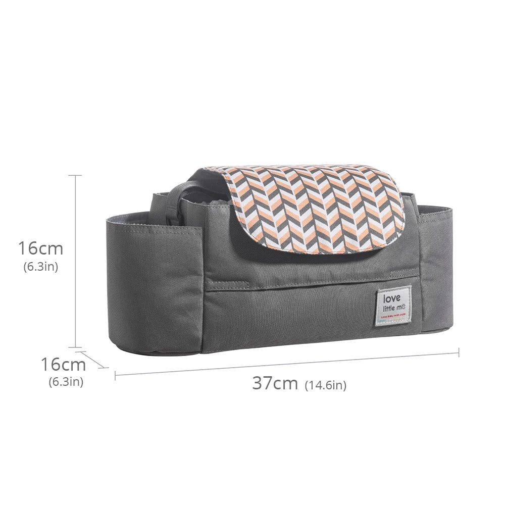 Universal Baby Stroller Organizer Expandable Diaper Bag with Shoulder Strap,Cup Holder,Zipper Pocket Stroller Accessories Travel