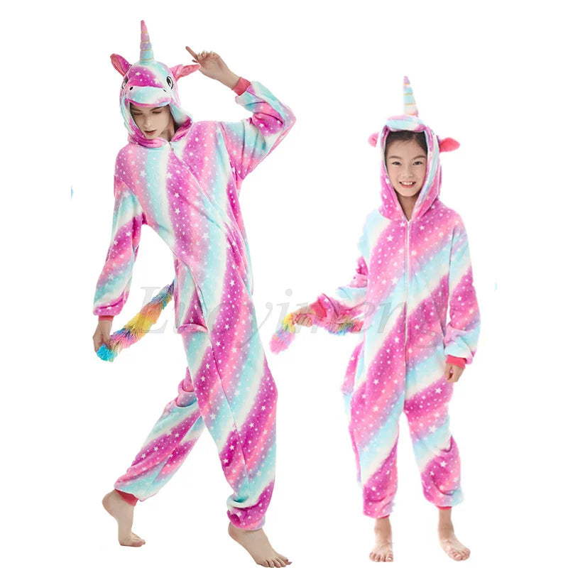 New Animal Unicorn Pajamas Adults Winter Sleepwear Kigurumi Wolf Panda Unicornio Pyjamas Women Onesie Anime Costumes Jumpsuit
