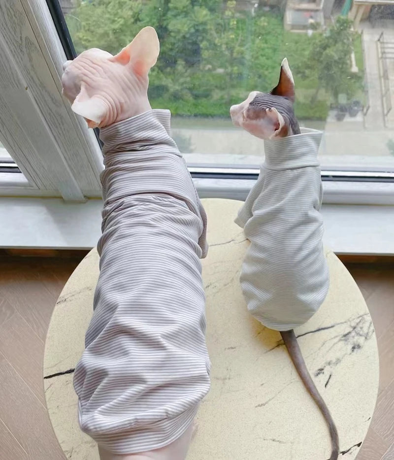 Cotton Sphinx Cat Dog Clothes For Small Puppy Hairless Cat Sweatshirt Clothing Stripe Pet Costume Kittens Jumpsuit Autumn Winter