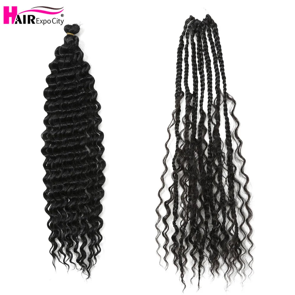 22-28 Inch Deep Wave Twist Crochet Hair Natural Synthetic Braid Hair Afro Curls Ombre Braiding Hair Extensions Hair Expo City